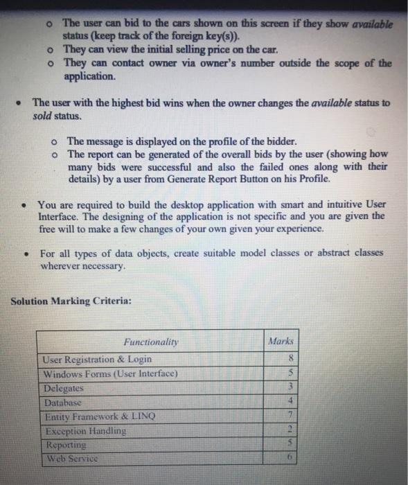 used car sale application it has information of user name user email