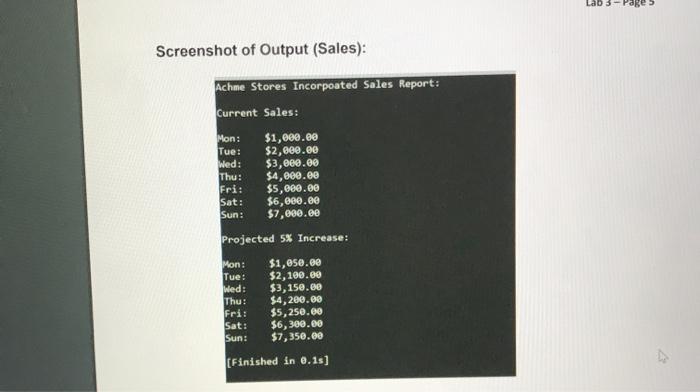 please follow the requirements and make sure the out put looks the