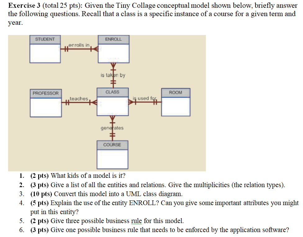 Relational database question, please answer all parts Exercise 3 (total 25 pts):