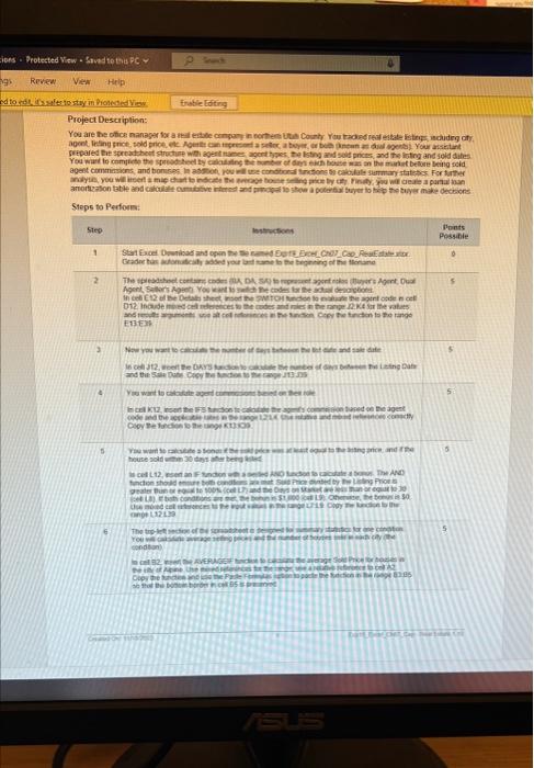  i need help solving this excel spreed sheet problem! step by