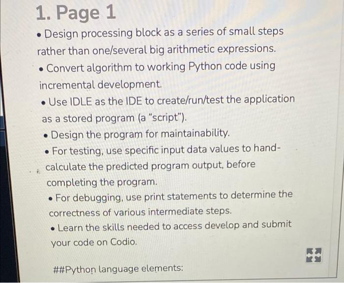 code using python 1. Page 1 Design processing block as a series