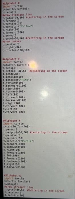 turtle teturtle. Turtle() t.penup() tidraw straight line t. goto (30,50) rcentering in