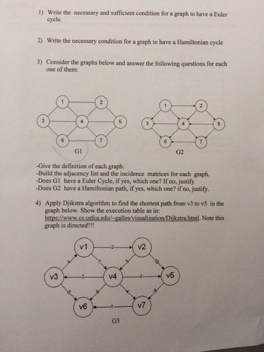  Write the necessary and sufficient condition for a graph to have