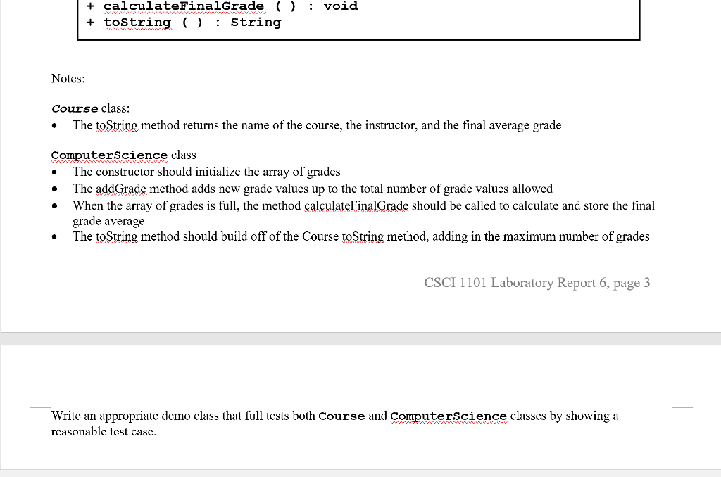 so much! Exercise 1 Implement the following UML diagram. Note that the