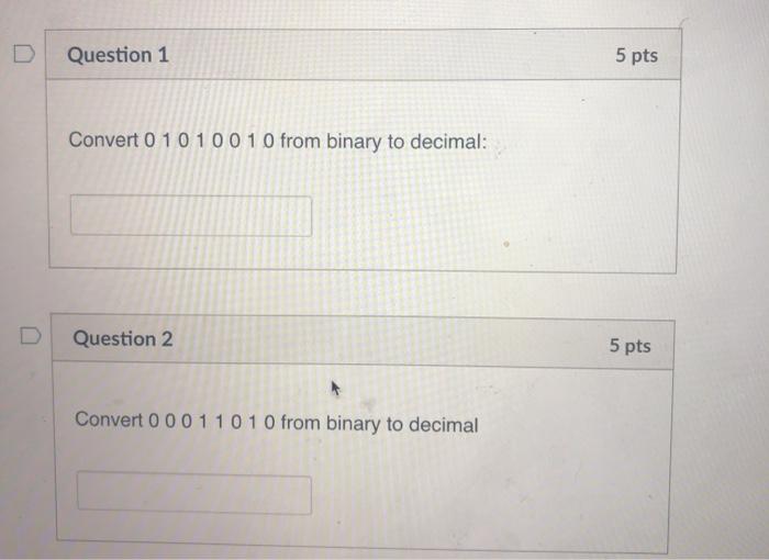  Question 1 5 pts Convert 0 101001 0 from binary to