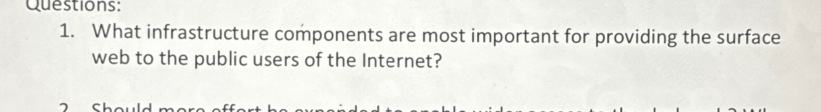  What infrastructure components are most important for providing the surface web