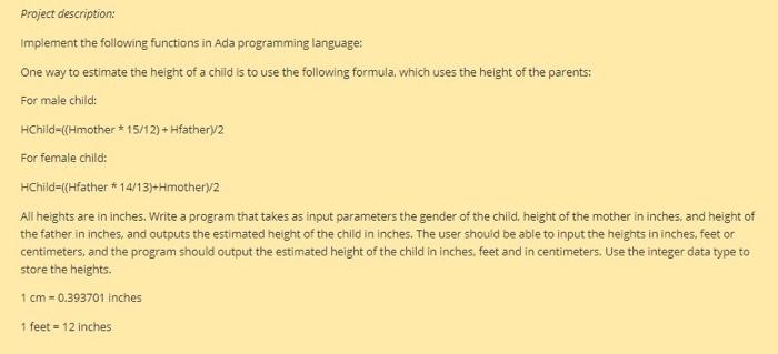 language: One way to estimate the height of a child is to