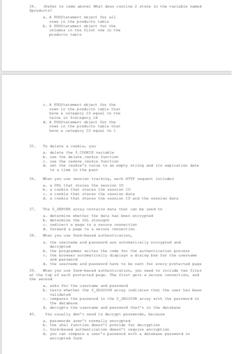  34. (Refer to code above) Sproduets at does routine 2 store