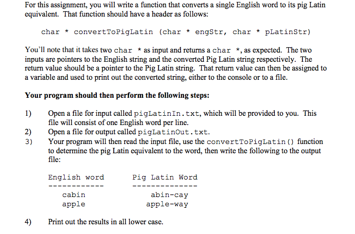 This is a C program. For this assignment, you will write a