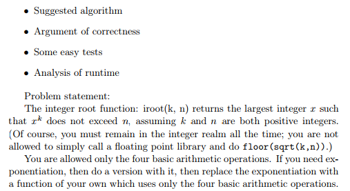 *** IN PYTHON*** Suggested algorithm Argument of correctness Some easy tests .