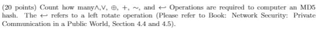  (20 points) Count how manya, v, e, +, ~, and Operations