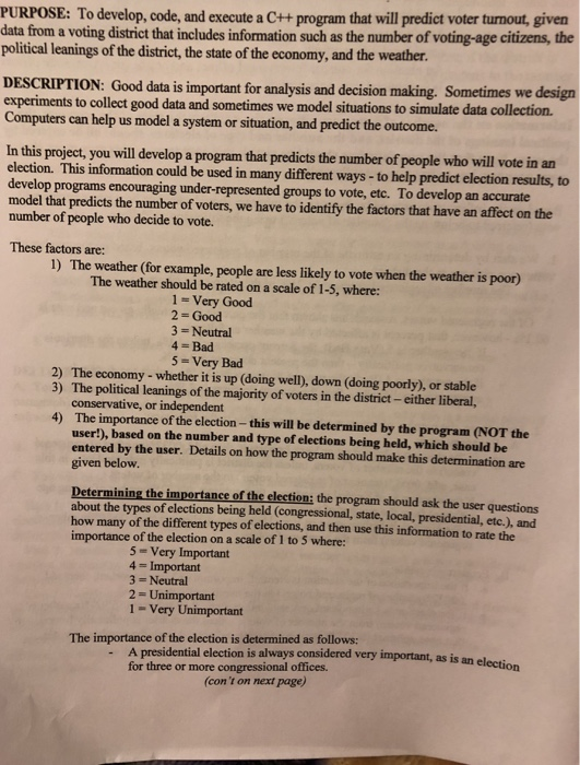  Write a c++ program that will predict voter turnout. If you