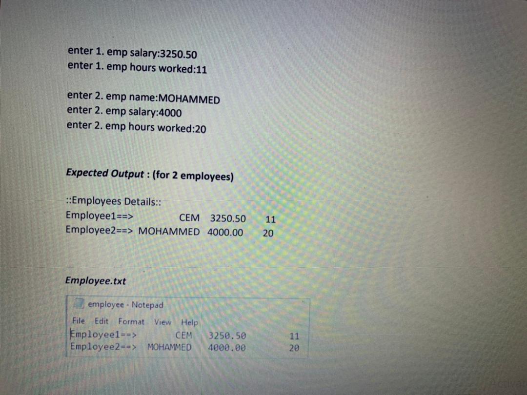salary and hours of work per day in a company. Write a
