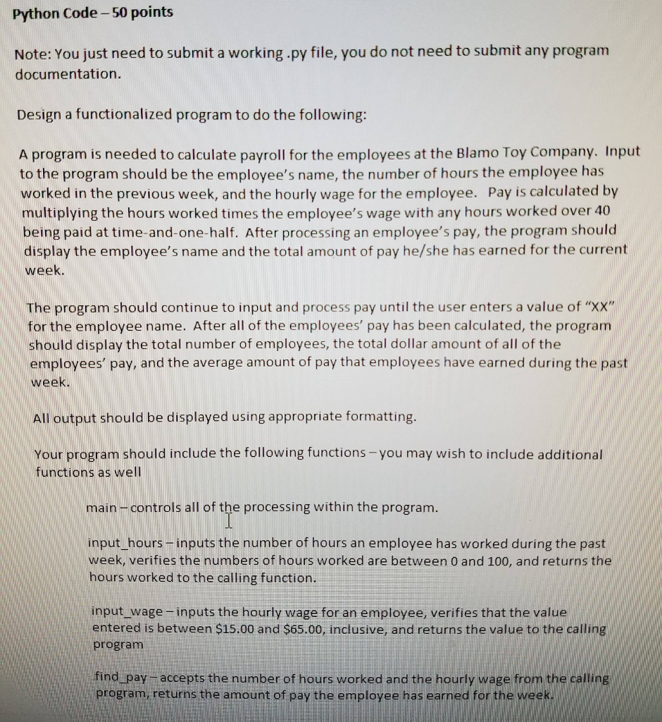  Python Code-50 points Note: You just need to submit a working.py