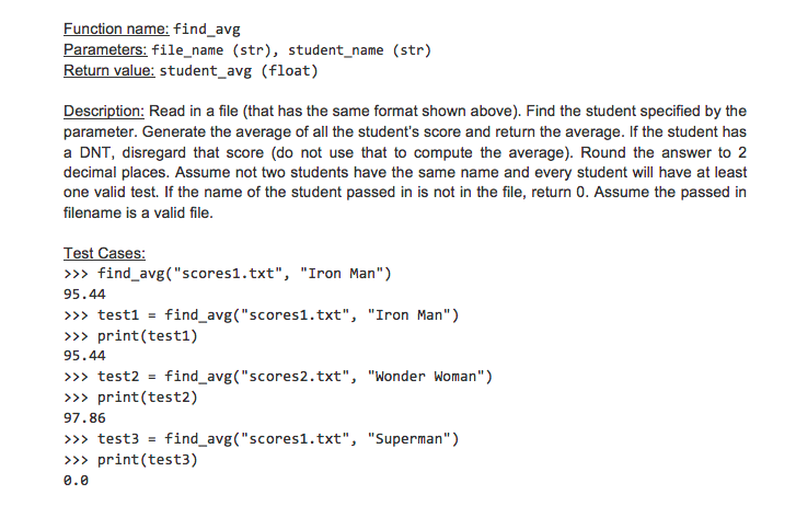 HELP WRITE A FUNCTION IN PYTHON : SCORES1.TXT is this format for