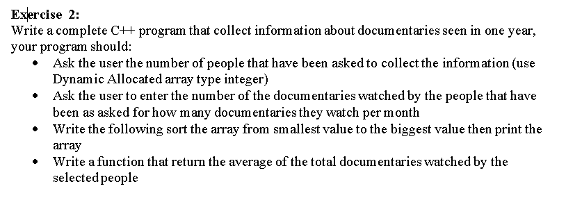  Exercise 2: Write a complete CH program that collect information about