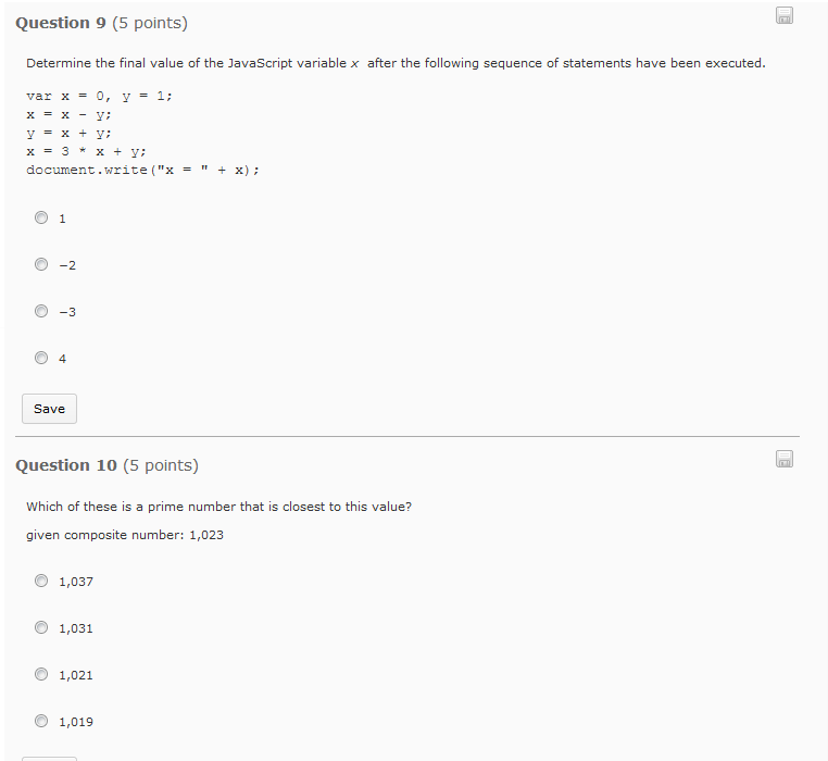  Determine the final value of the JavaScript variable x after the