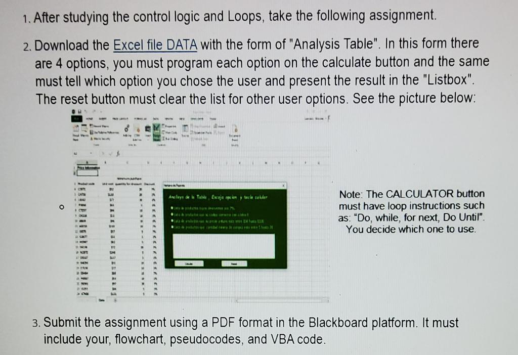 please I need pseudocode and flowchart 1. After studying the control logic