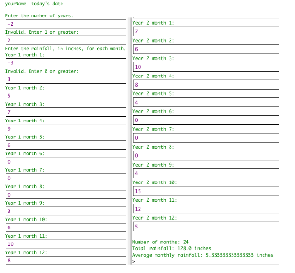 Starting Out with Java (6th Edition) Average Rainfall page 345-346 #7 The