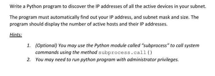  Write a Python program to discover the IP addresses of all
