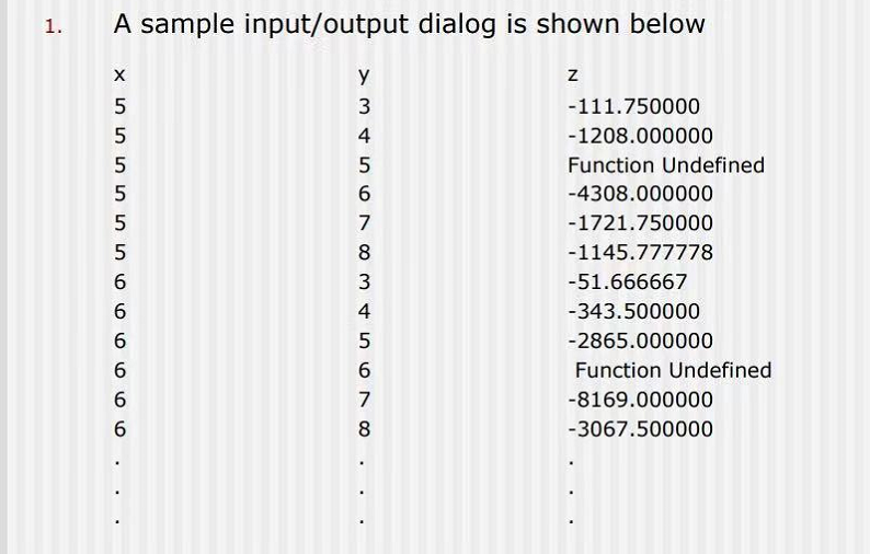 1. A sample input/output dialog is shown below 5 5 5