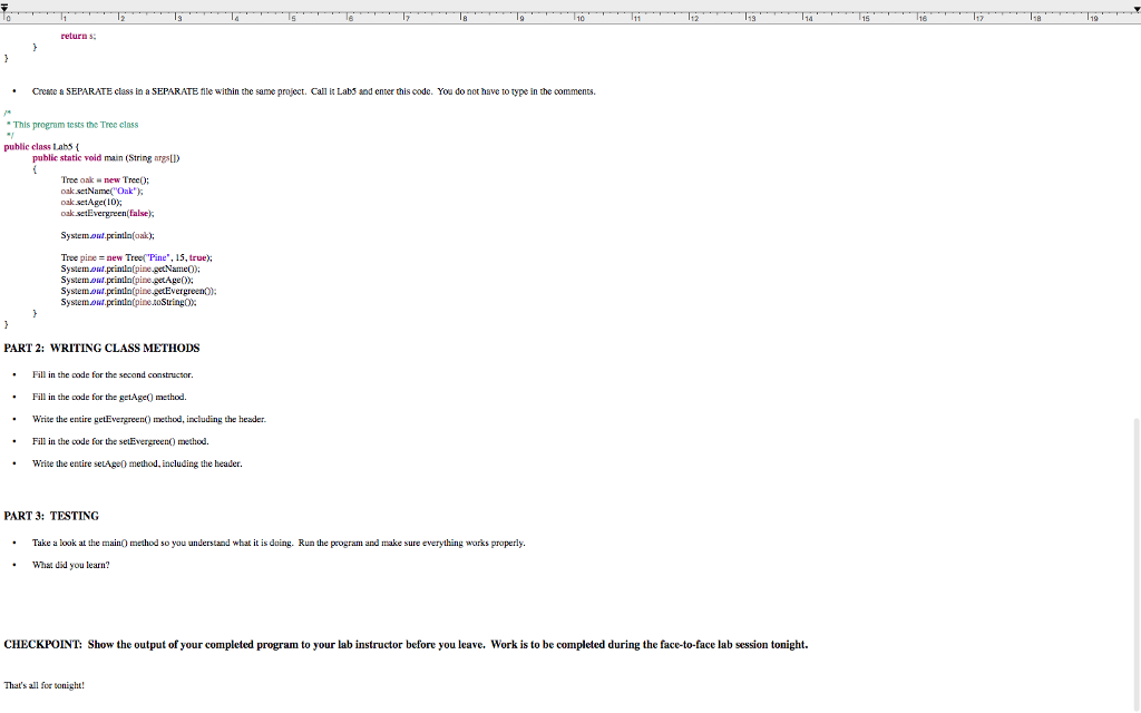 type in the comments. public class Tree private String name private int