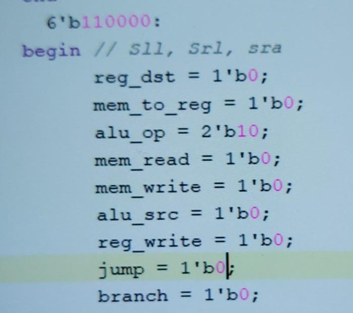 have to be in verilog to implement logical left, logical right, and
