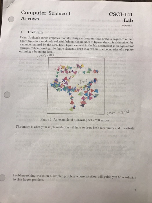  Computer Science I CSCI-141 Lab ( Arrows 1 Problenm Using Python's
