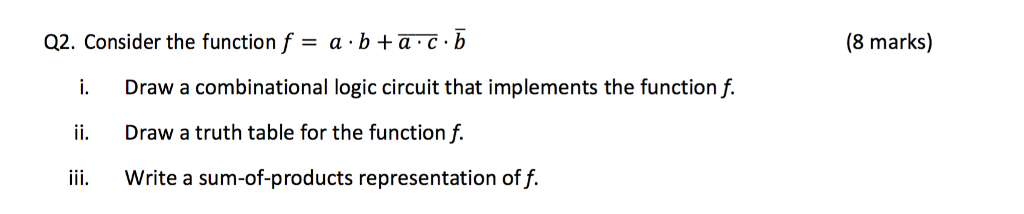 Q2. Consider the function f-a-b + a , b (8 marks)