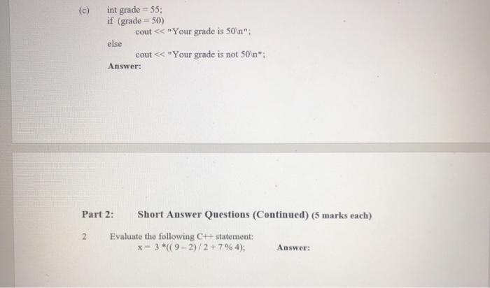 a(3+x2)+7 (a) y=a* (3+x*x+x)/4; (b) yra (3+x*x) +x/4 y-a *3+x*x+x/4: (d) y-a(