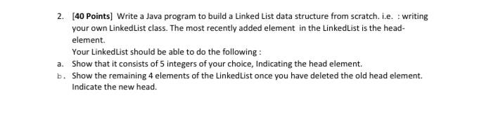 Comment for each line of code 2. [40 Points) Write a Java
