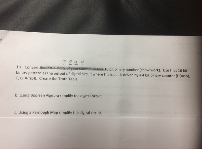  7211 1 a. Convert binary pattern as the output of digital