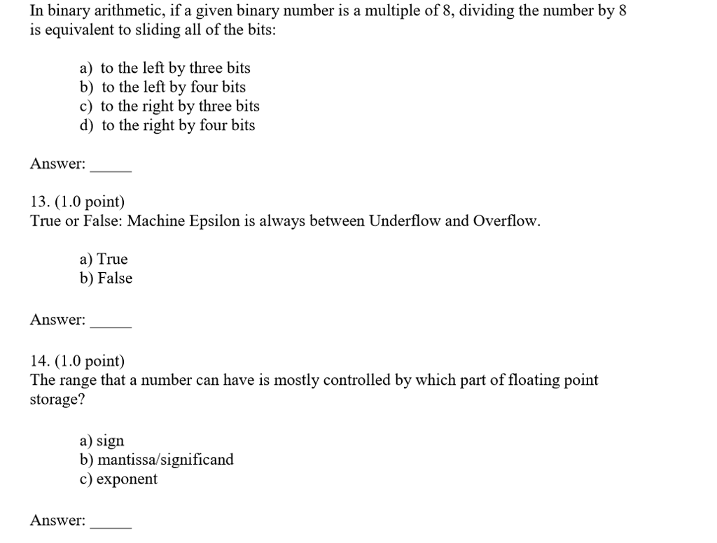 between the integer and floating-point types? a) Only the integer types are