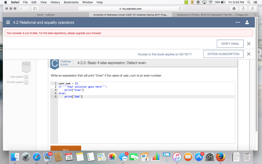  Write an expression that will print "Even" if the value of