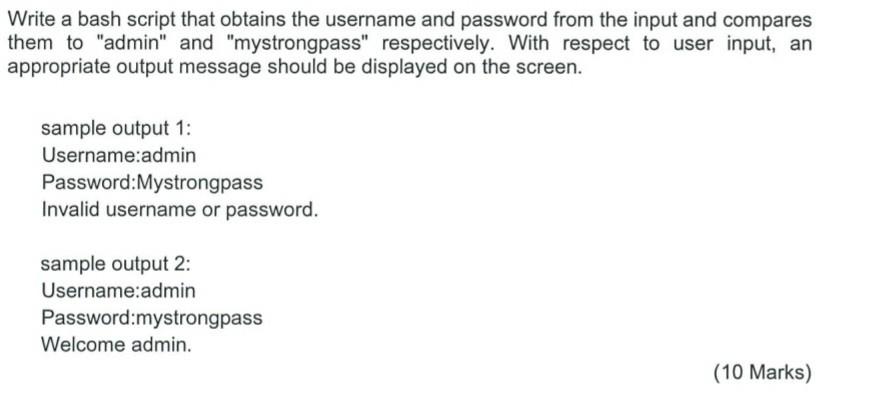 please give complete answer Write a bash script that obtains the
