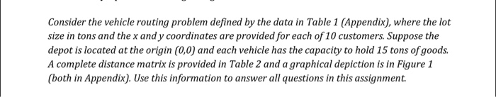  Consider the vehicle routing problem defined by the data in Table