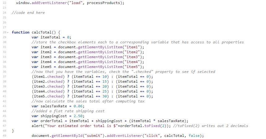 webpage. I am using JavaScript and added an array. I added two