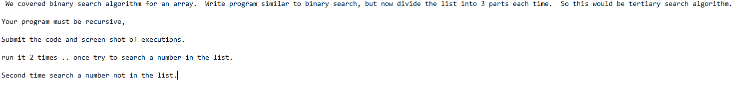 Using the binary search algorithm for an array. Write program similar to