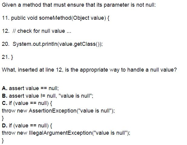  Given a method that must ensure that its parameter is not