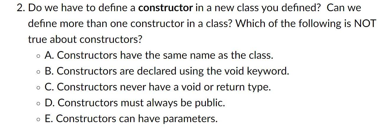  2. Do we have to define a constructor in a new