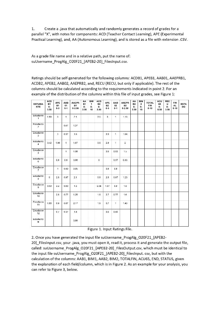 JAVA 1. Create a .java that automatically and randomly generates a