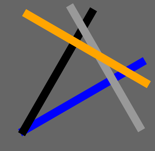 The blue rectangle is the nearest to the camera at distance .3