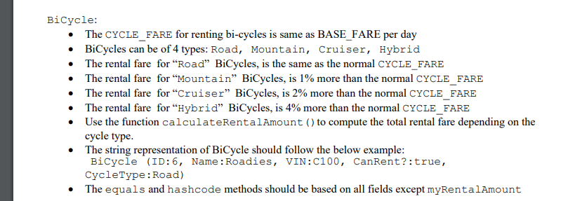 package following principles of inheritance appropriately. The classes need to be created