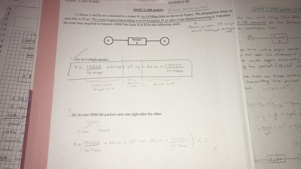 PLASE ANSWER B ? NAME - LAST NAME: 1-) Hosts A and