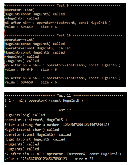 wasn't much help Test 0 3: Constructors Test 4-8: Binary Operators Test