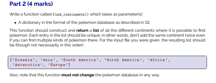 points): Purpose: To practice the concept of dictionary as a database: to