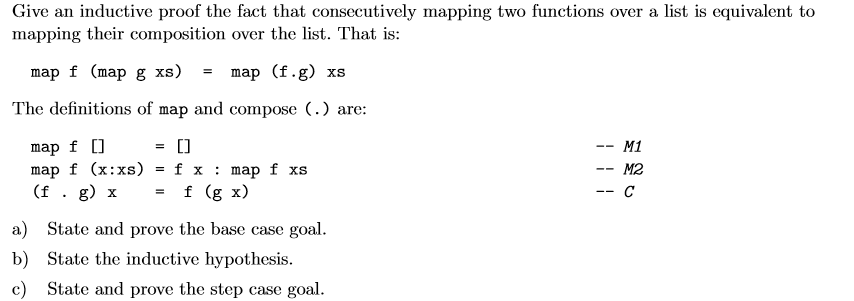  Give an inductive proof the fact that consecutively mapping two functions