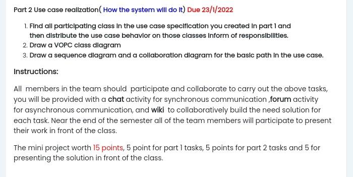  Part 2 Use case realization( How the system will do it)