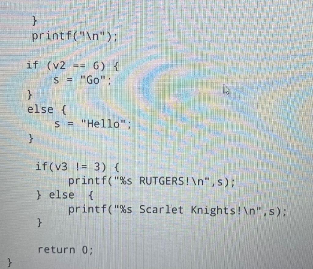 0, v1 = 0, v2 = 0, v3 0; printf("Exercise 1: ====