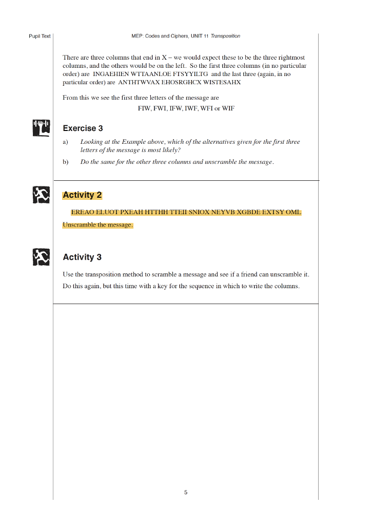 UNIT 11 Transposition 11 Transposition One method of encrypting messages is called